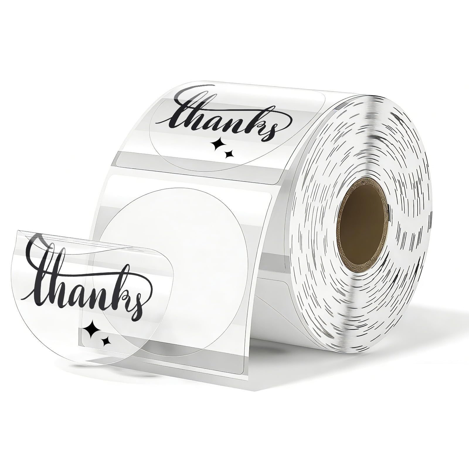 500 Labels/Roll 2" Round Transparent Thermal Labels, Self-Adhesive Clear Circle Sticker for Logo, Candle Jar, Product Packaging, Envelope Seal, Small Business