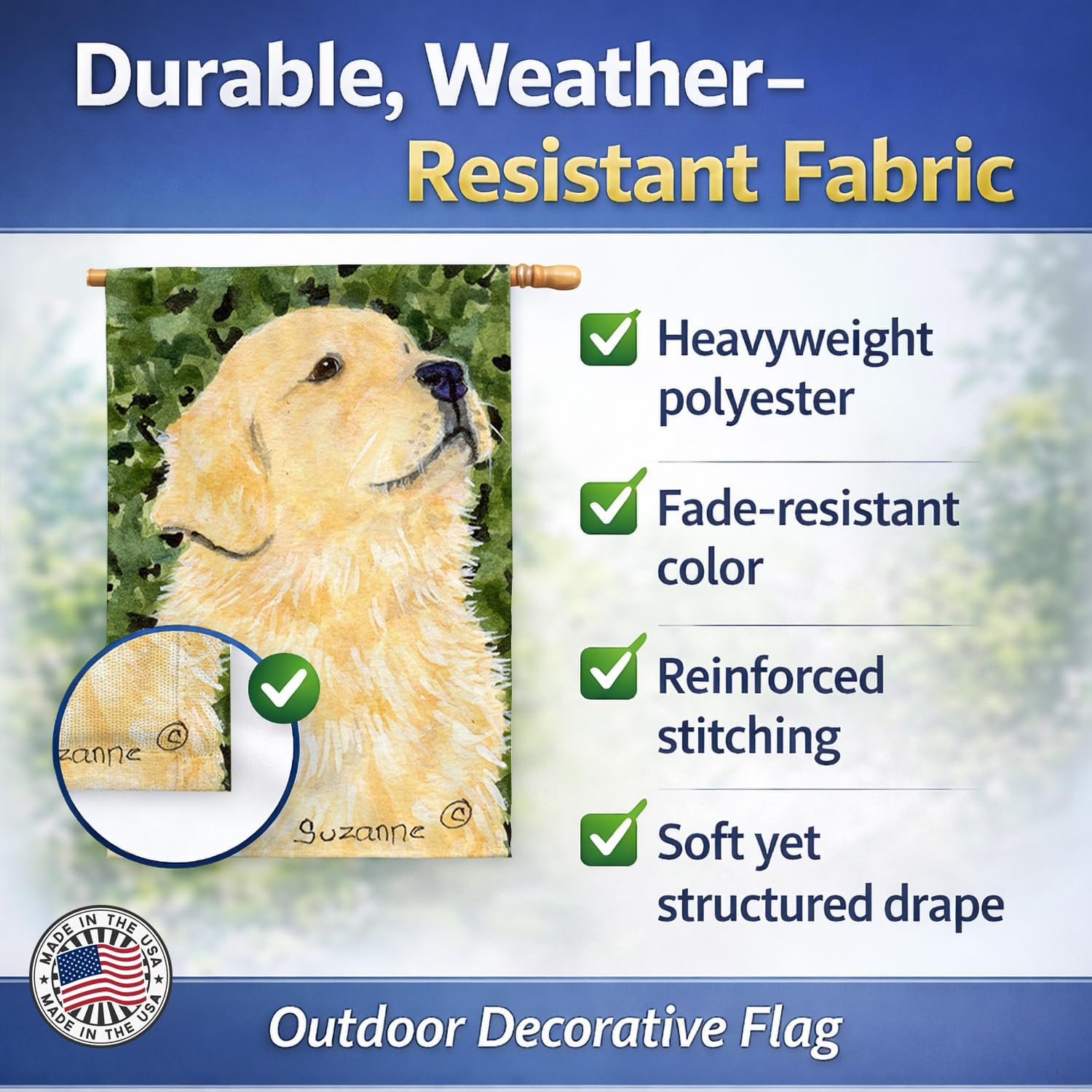 Caroline's Treasures SS8810CHF Golden Retriever Flag Canvas, Large, Multicolor