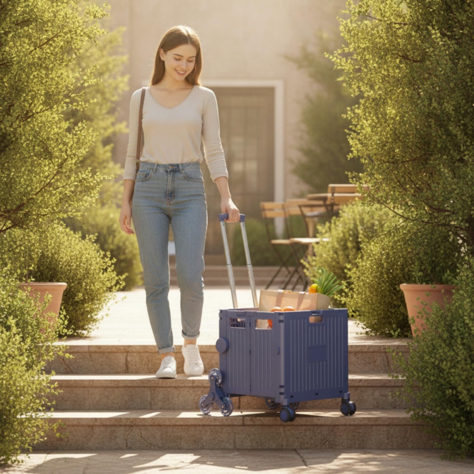 Carrello Spesa Pieghevole Telescopico Carrello Del Pieghevole Regolabile per Persone Anziane, Studenti, Viola Misterioso, 80L