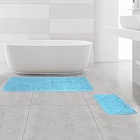 Vista 285 de Yeaban Juego de alfombras de baño verde manzana 2 piezas (20" x 32" y 17" x 24"), tapetes de baño de felpilla gruesa Alfombras de baño absorbentes