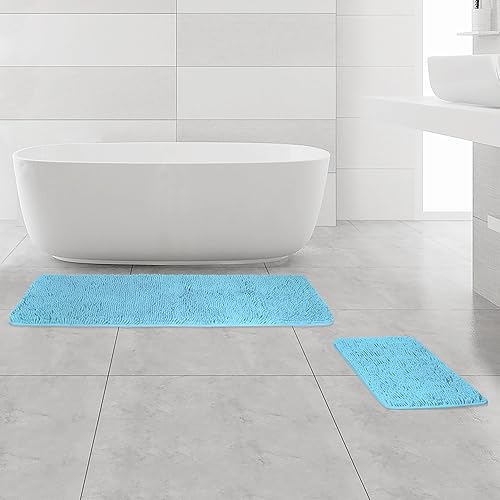 Miniatura 295 de Yeaban Alfombras de baño gris oscuro – Gruesas alfombras de baño de chenilla | Alfombras de baño absorbentes y lavables antideslizantes, alfombras