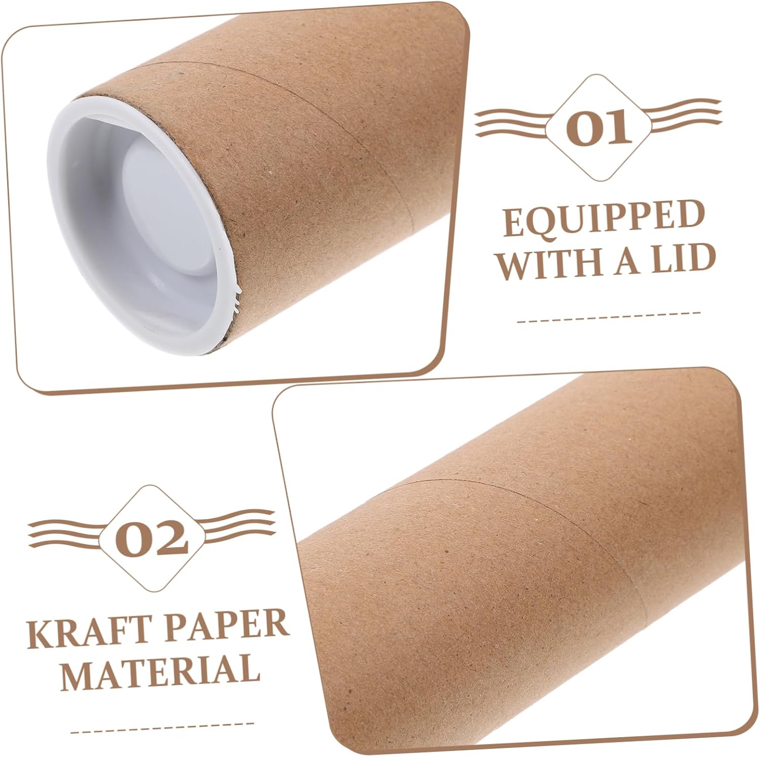 OSALADI 10Pcs Cardboard Mailing Tubes Poster Storage Transport Tubes for Artwork Crafts Documents Paper Material with Caps for Secure Shipping