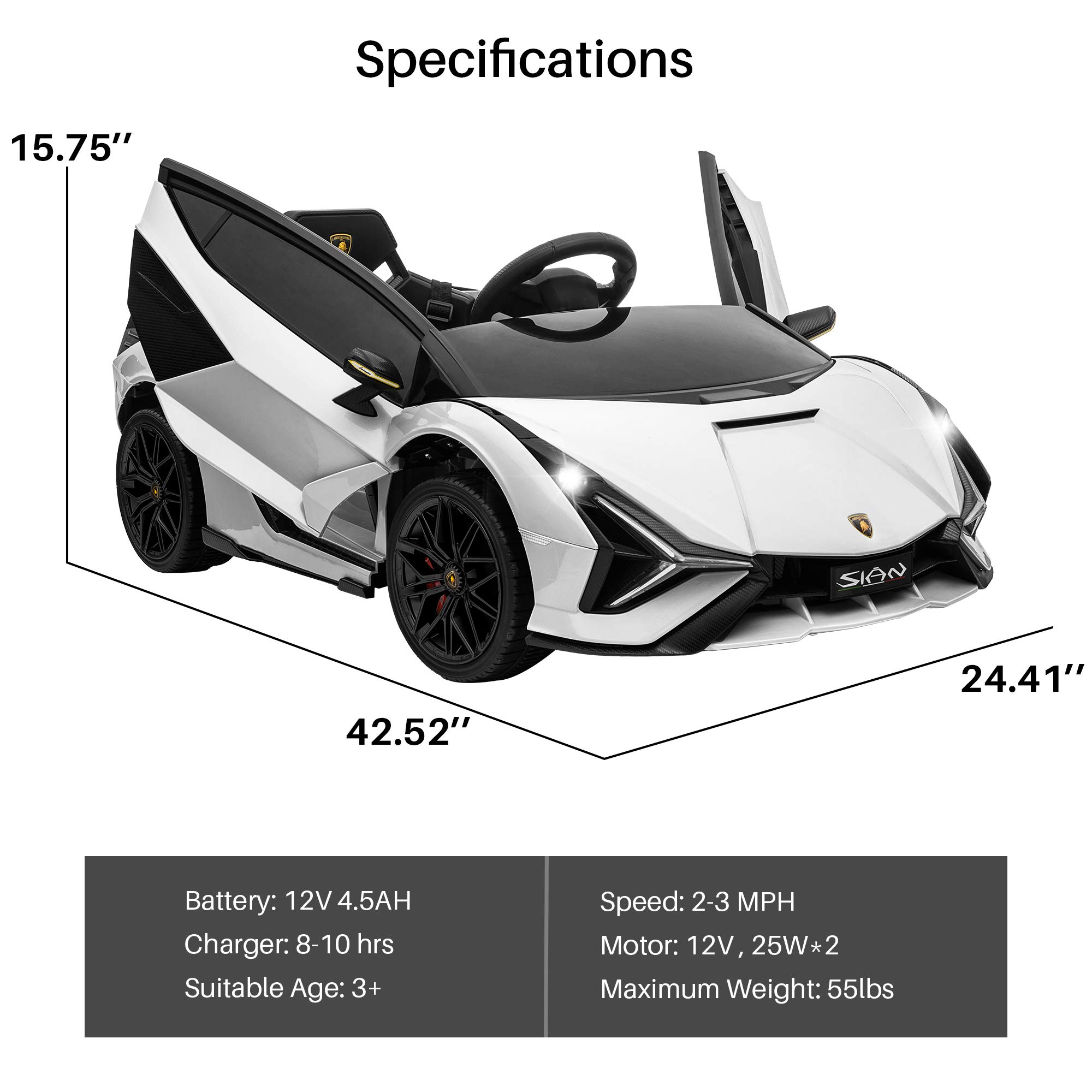 Kidzone Kids Electric Ride On 12V Licensed Sian Roadster