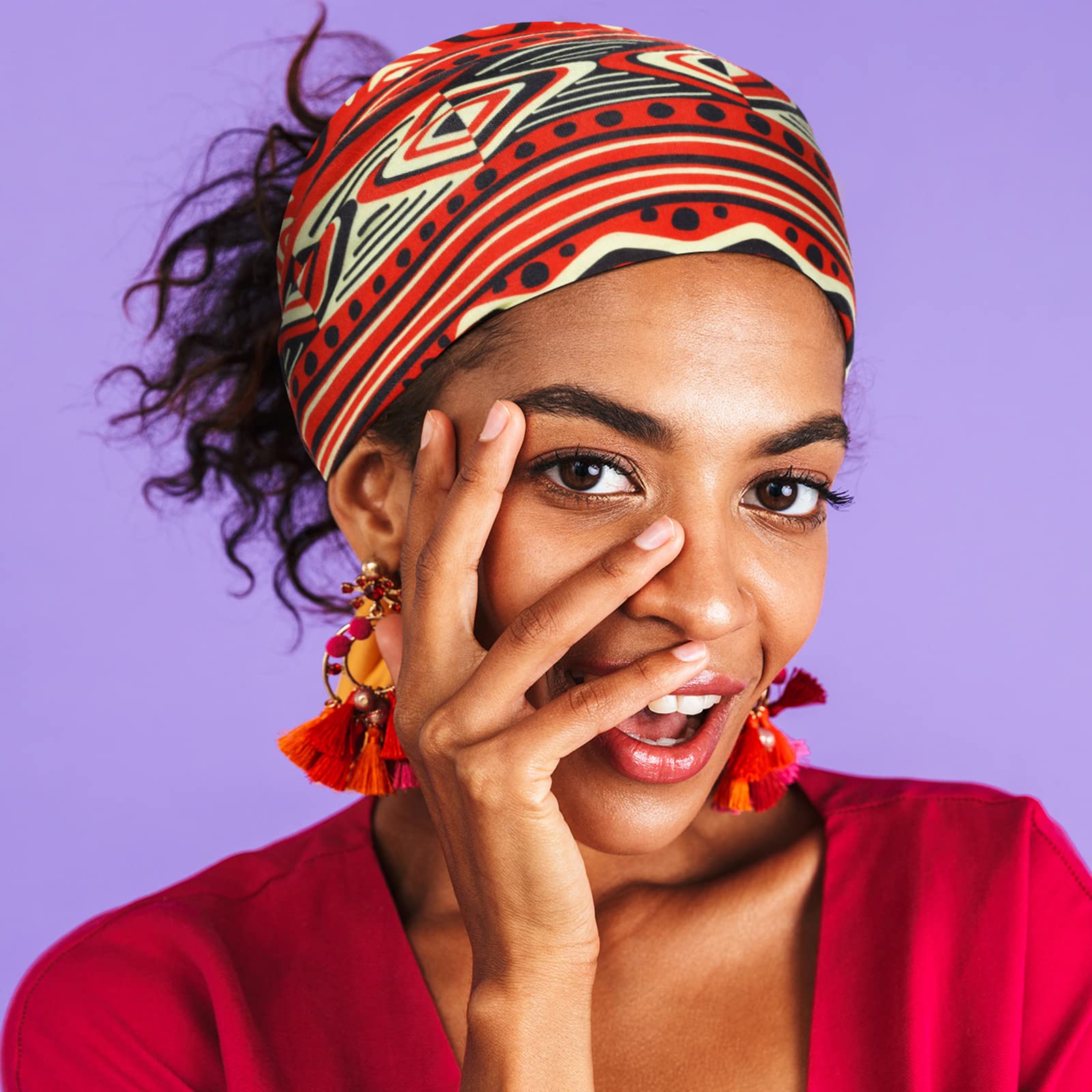 12 Pcs African Headbands for Women Chiffon Wide Yoga Hair Wraps Accessories Amazon.com : Censen 12 Pcs African Headbands for Women  main image 2