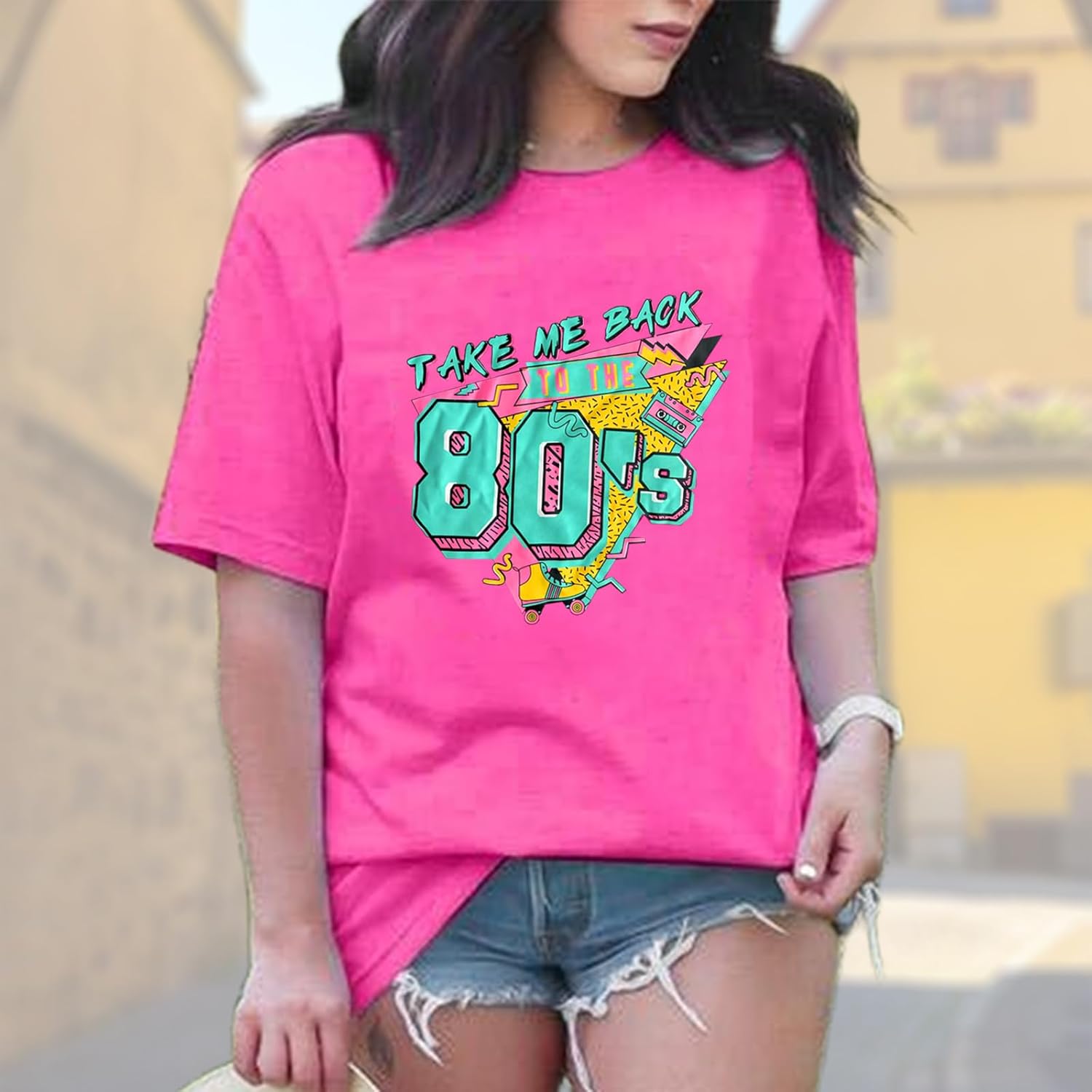 80s 90s Outfits for Women Retro Theme 1980s Party Disco Graphic Tee Tops Music Themed Shirts - Image 4