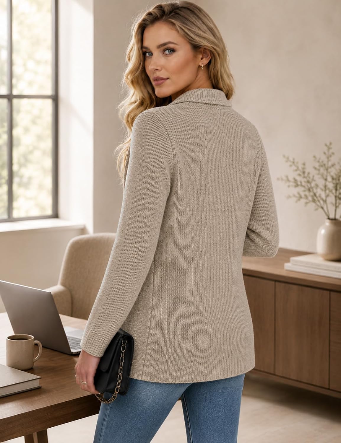 CiCiBird Womens Fall Cardigan Business Casual Knit Sweater Blazer