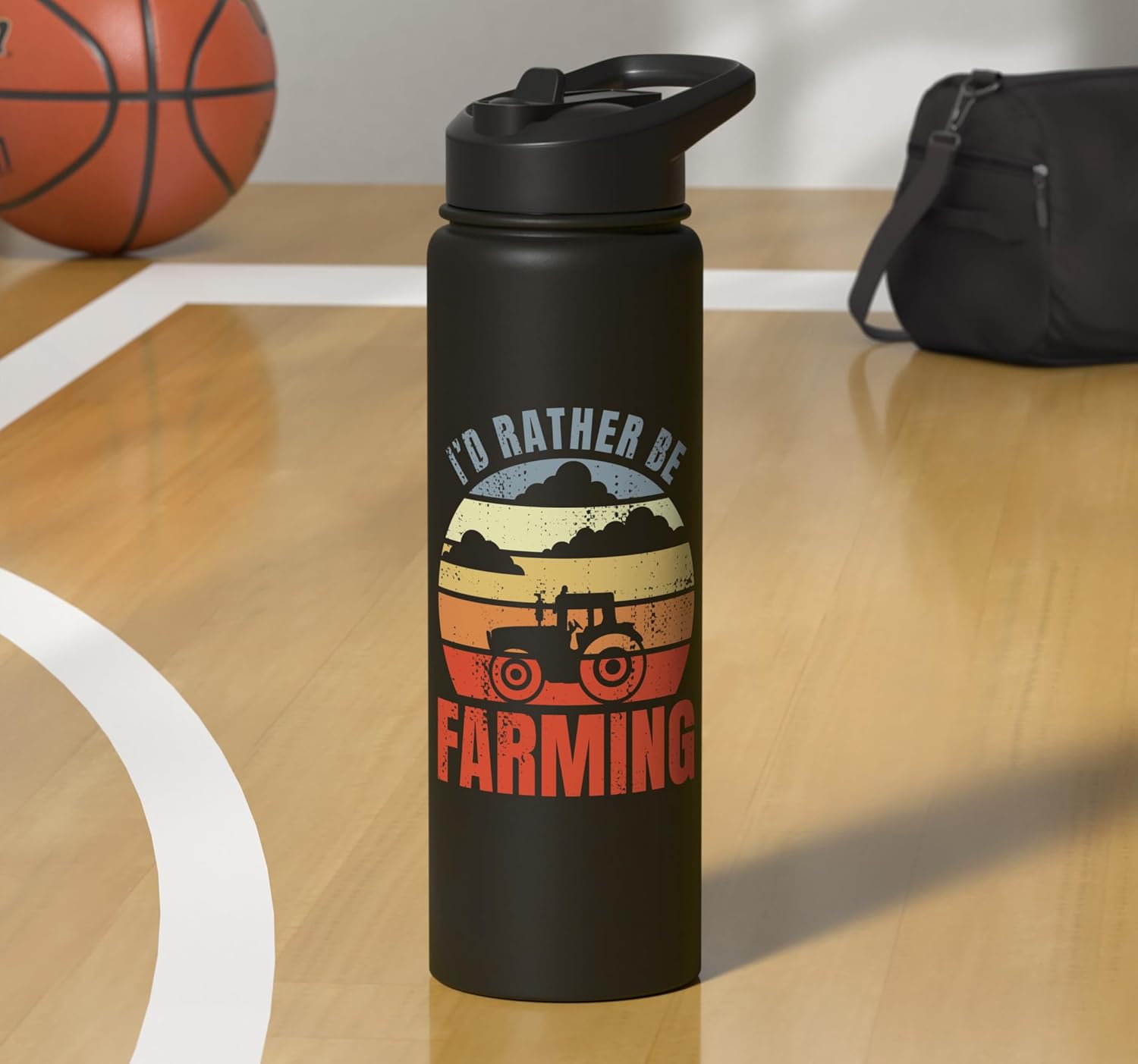 I'd Rather Be Farming Peasant Harvesting Stainless Steel Insulated Water Bottle