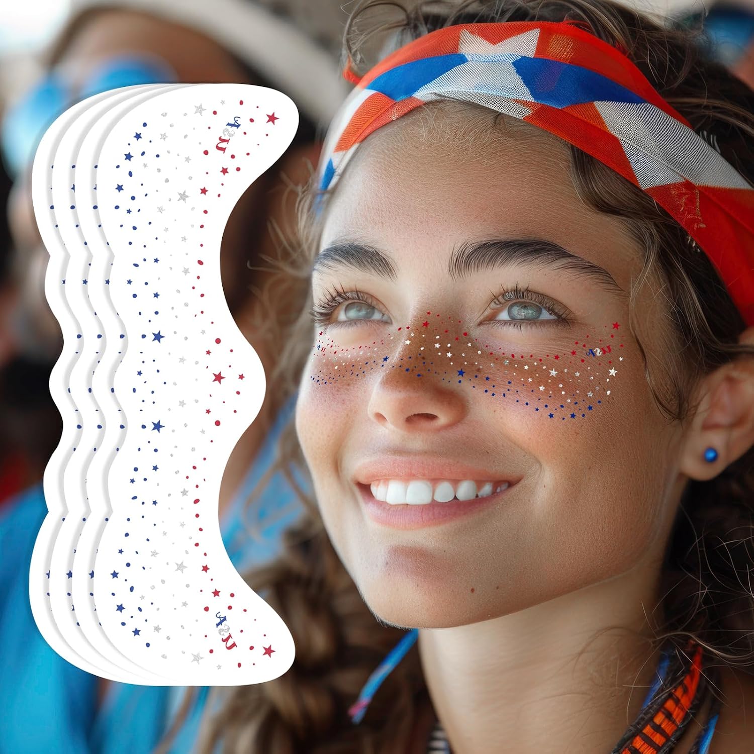 4th of July Freckles Glitter Stars - Patriotic Face Tattoos