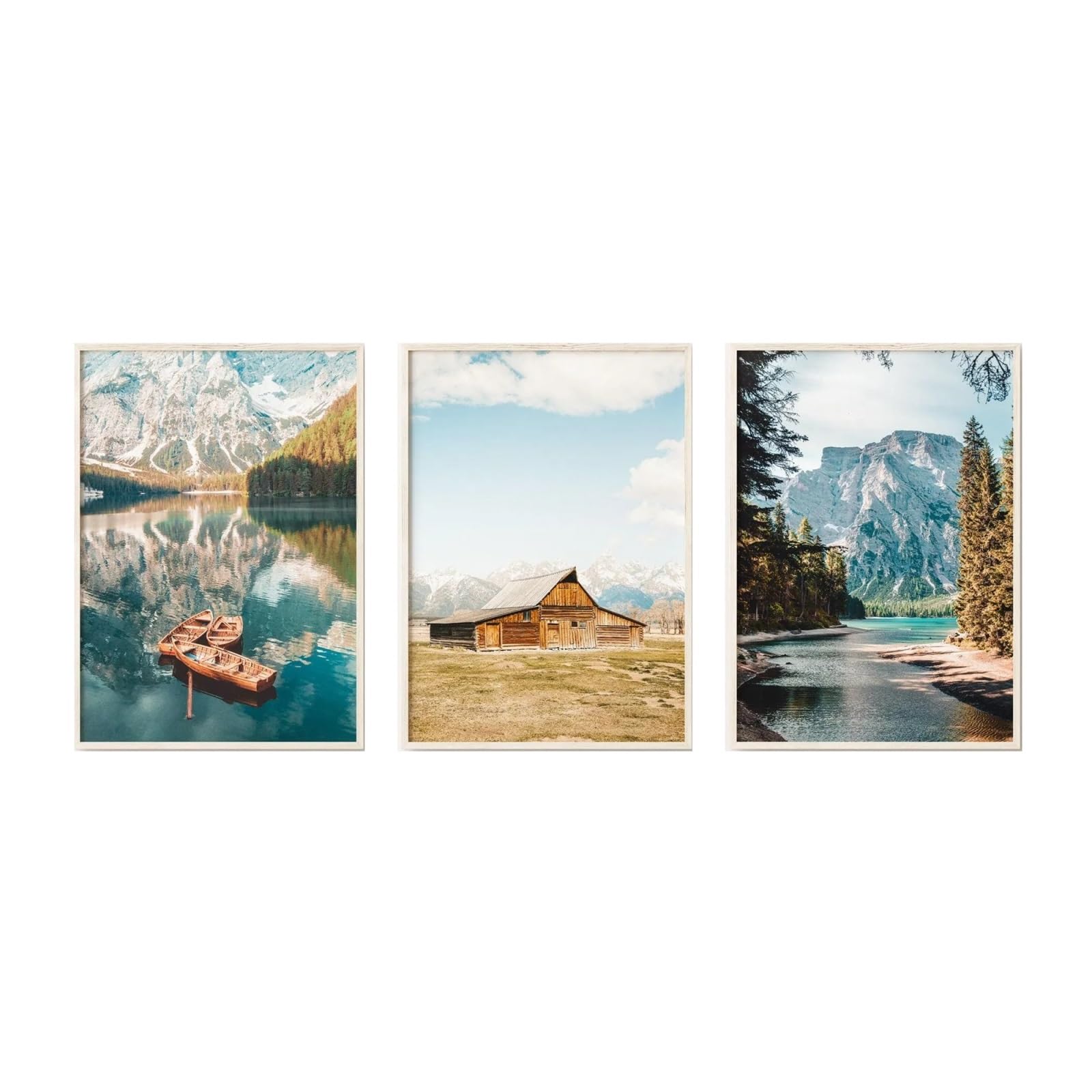Graiting 3pcs Printable Mountain Landscape Photography Nature Forest Lake Wall Art Farmhouse Prints For Home Decor(20x30cm Unframe)