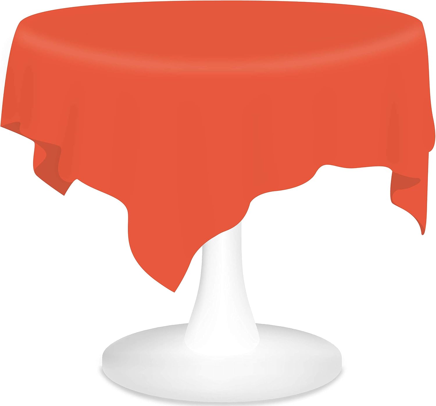 Orange Plastic Tablecloth 12 Pack Disposable Table Covers 84 Inch Circle Shower Party Tablecovers PEVA Vinyl Table Cloth for Round Tables up to 6 ft and Picnic BBQ Birthday Wedding Catering Banquet