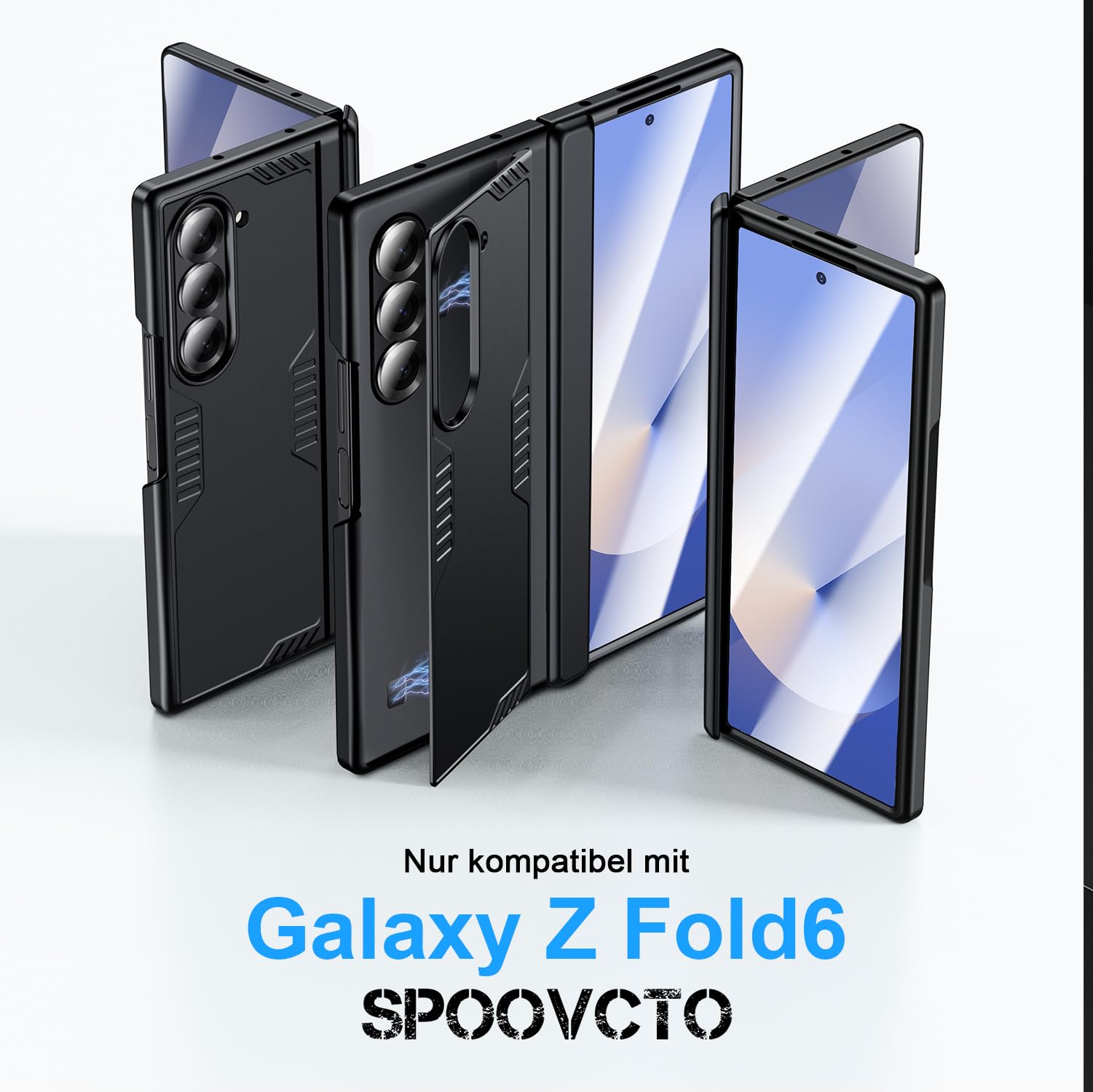 Custodia per Samsung Galaxy Z Fold 6: pellicola protettiva HD, supporto nascosto, protezione della cerniera, supporta la ricarica wireless, custodia antiurto per Galaxy Z Fold 6, nero