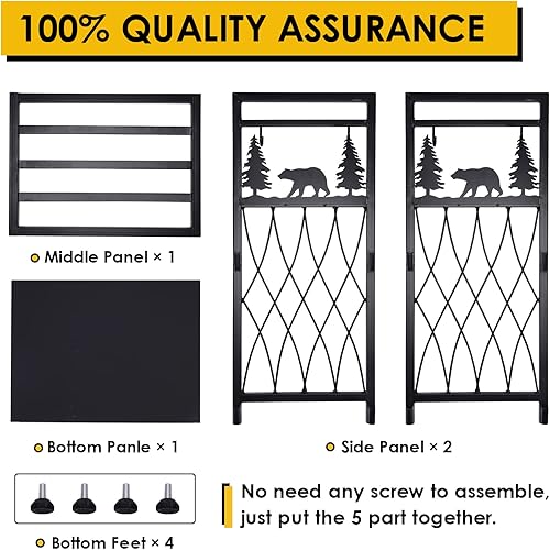 Miniatura 6 de Firewood Rack with 4 Fireplace Tools, Fireplace Tool Sets Log Rack Outdoor Heavy-Duty Log Wood Storage Accessory for Indoor Fire Pit Wood Holders