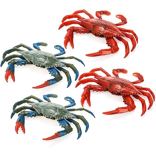 ZENFUN 4 Pieces Artificial Crabs, Fake Plastic Crab, Realistic Crab