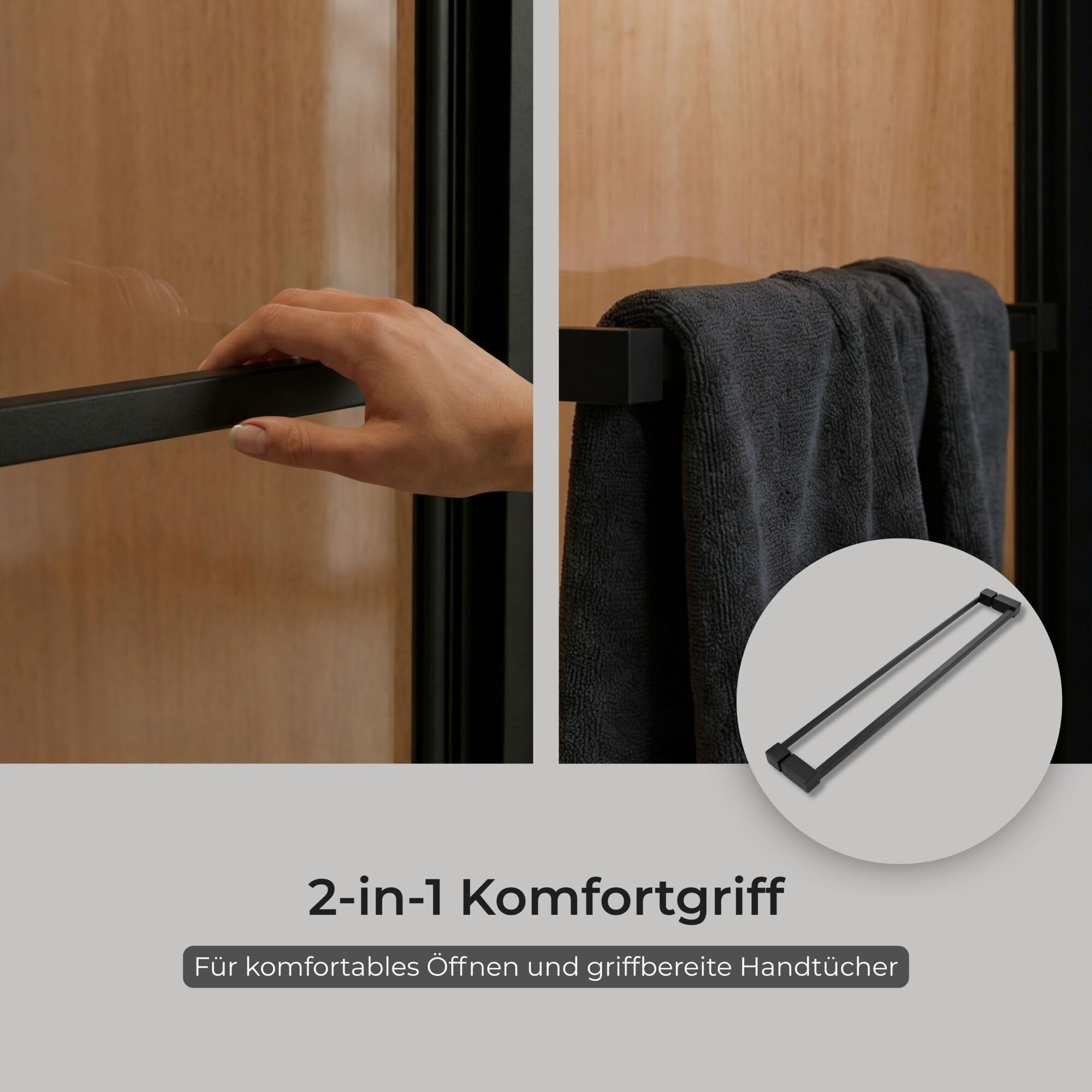 Schulte Sunny Schwenk-Schiebetür für Nische 90 cm, ESG Sicherheitsglas 6 mm, Fixil Antikalkbeschichtung, Aluminium Schwarz Matt, anschlagslos, Duschkabine Nischentür