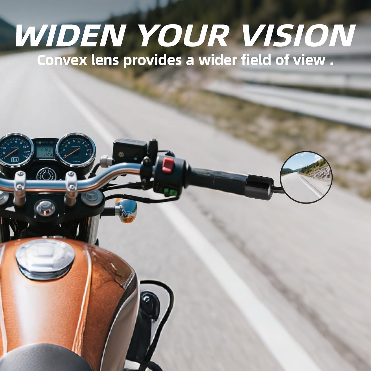 Motorcycle Handlebar Mirrors, 7/8" (22 mm) CNC Rear View Side Bar End Mirrors with Mirror Plugs for Honda Grom Shadow CBR650 Scooter GSF1250 SV650 MT-07 FZ6 Z900 Z1000 Z750 Z650 Accessories