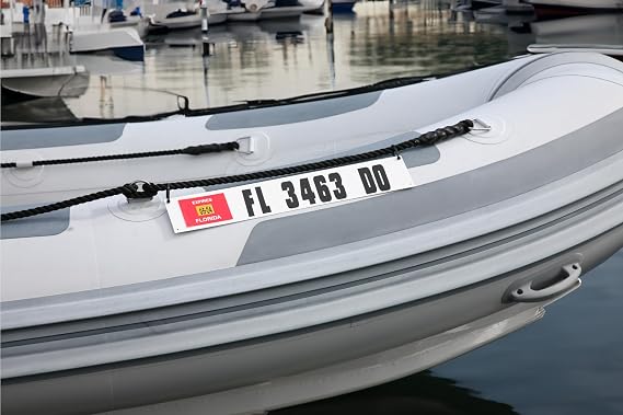 Hardline Products USA Marine Registration Plate Kit for Inflatable Boats & Ribs 4 x 24 ABS Plastic Mounting Boards with Zip Ties Saltwater Resistant Made in USA (Pair)