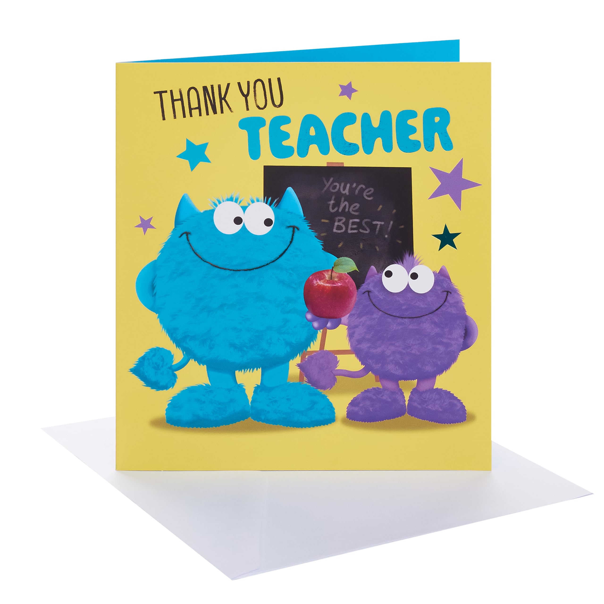 UK Greetings | Thank you Card for Teacher | Appreciation Cards | Her/Him | Teacher Monster Design | With Envelope | 15.9 x 18.4 cm