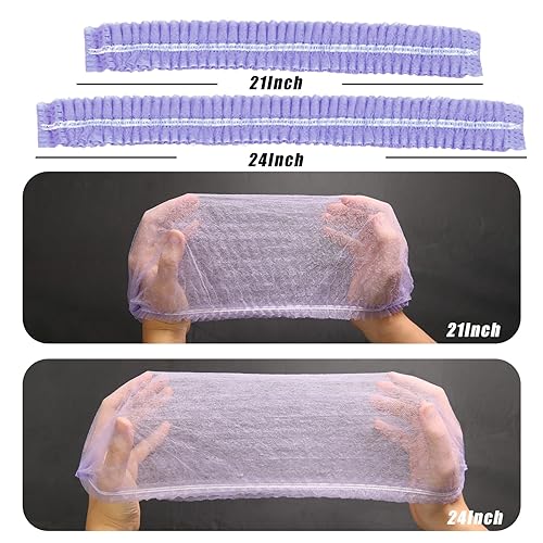 Miniatura 9 de Smilco Paquete de 100 gorras desechables blancas, red para el cabello de 24 pulgadas, tapón elástico para redes de cabello, servicio de alimentos,