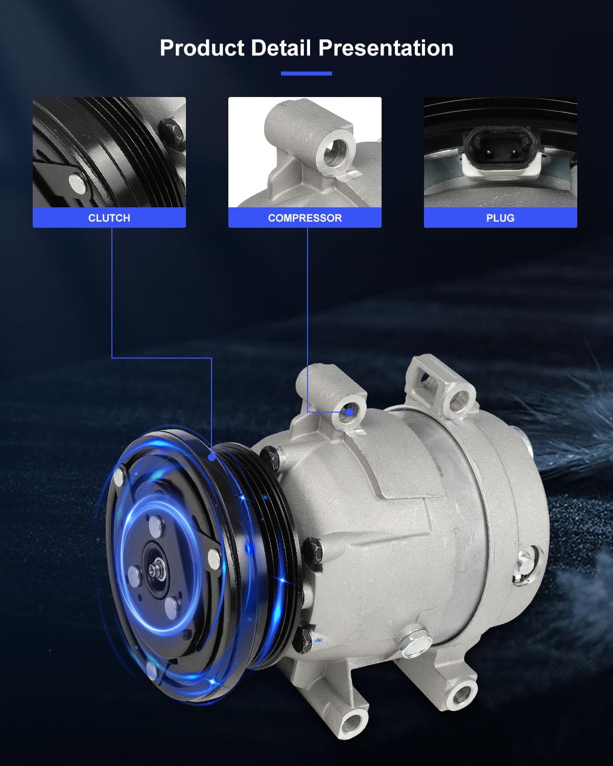 ECCPP AC Compressor with Clutch 1998-2002 Fit for Chevrolet Camaro 5.7L Air Conditioning Compressor