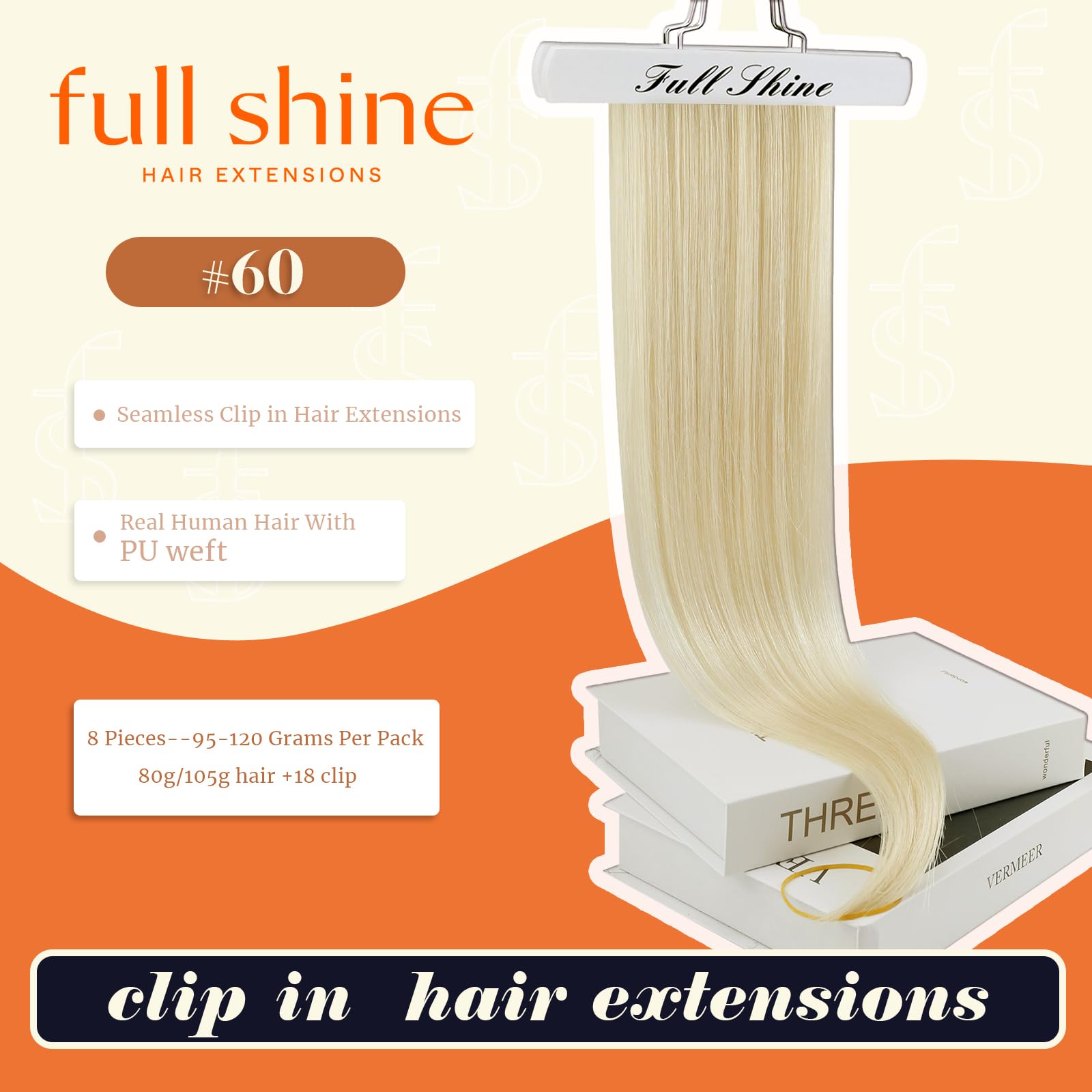 Amazon.com : Full Shine Platinum Blonde Human Hair Clip in 