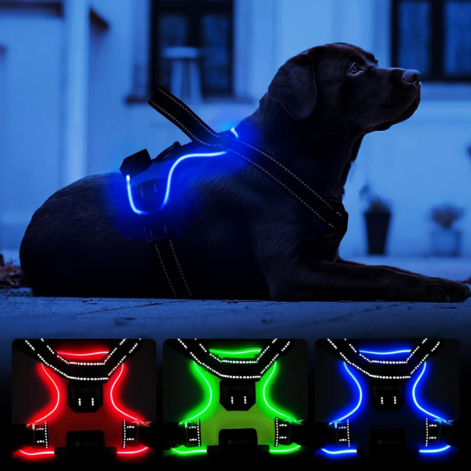 MASBRILL Lighted Dog Harness No Pull Light Up Dog
