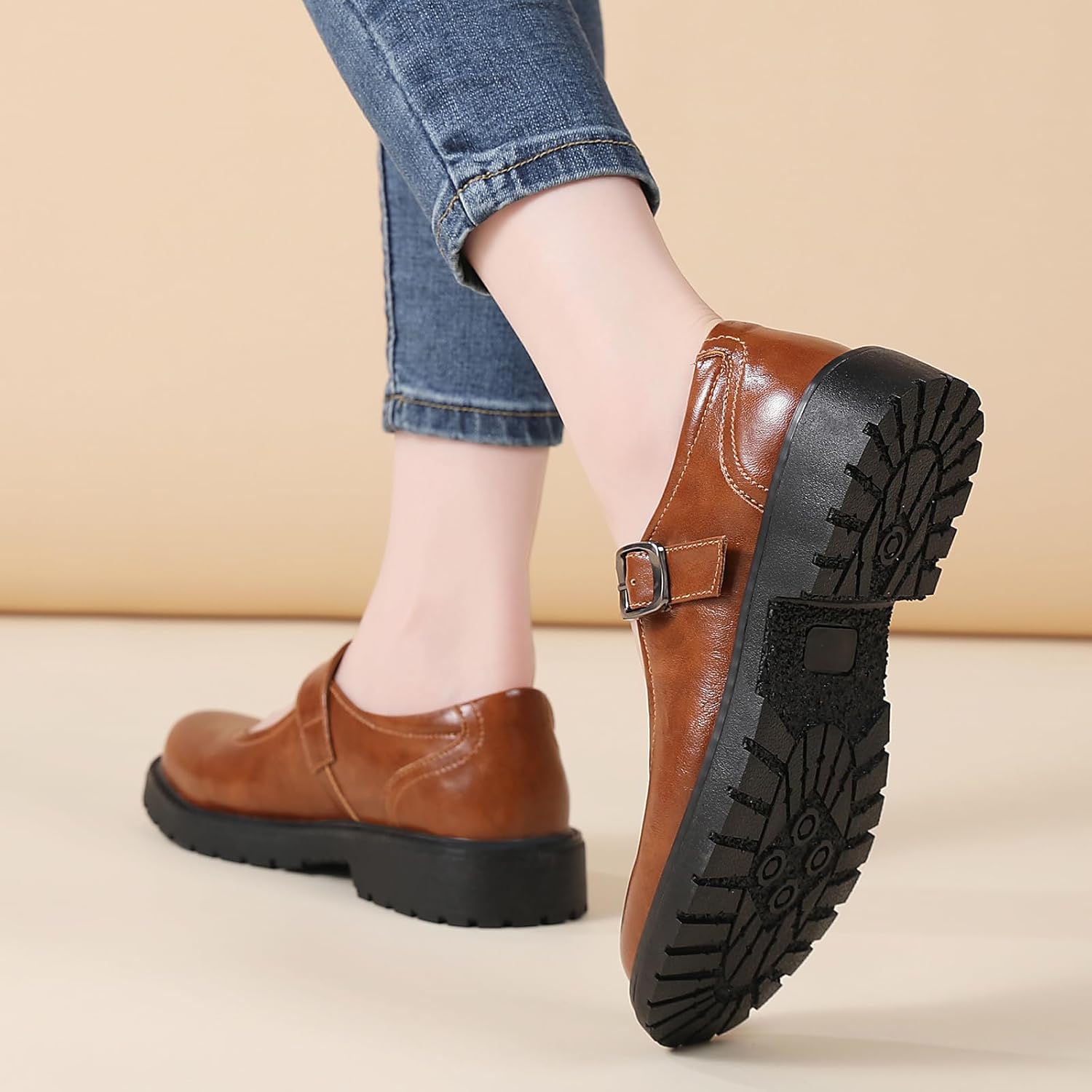 Mary Jane Shoes Women Mary Janes for Women's Flats Non Slip Maryjane Oxford Cute School Ladies Dress Casual Comfortable Work Shoes - Image 9