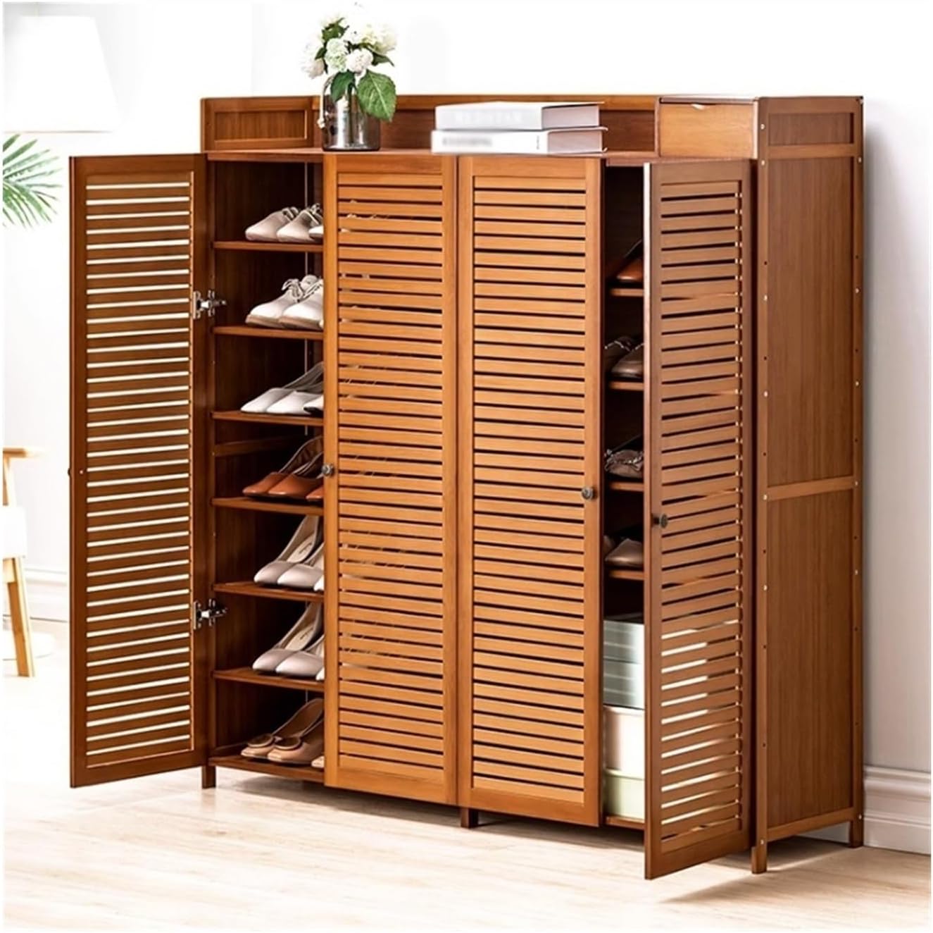 Shoe Rack Organizer Large Capacity Shoe Cabinet, Shoe Storage Cabinet with 4 Doors, 7/8 Tiers Freestanding Shoe Rack Organizer for Closet, Hallway, Bedroom Shoe Shelf ( Color : Four doors 8-