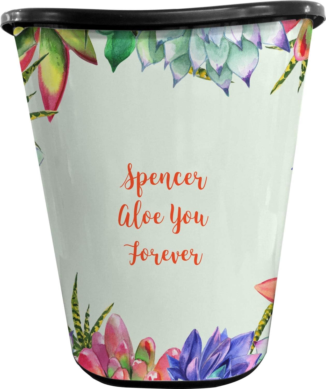 YouCustomizeIt Personalized Succulents Waste Basket - Double Sided (Black)