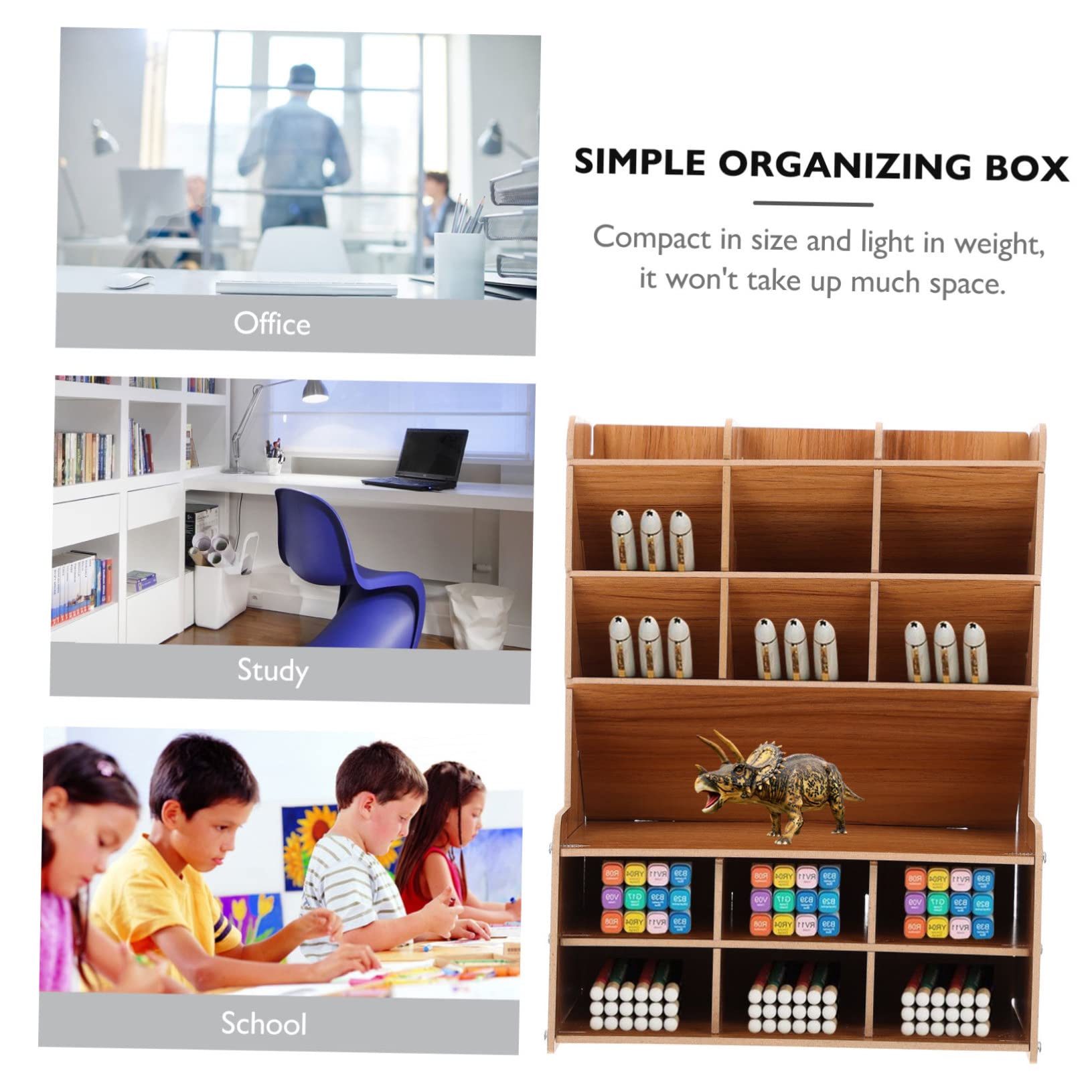 Holibanna Portalápices Creativo de Madera Diseño Simple y Limpio, Caja Organizadora Fácil de Limpiar para Escritorio y Almacenamiento de Papelería en Oficina
