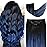 12 Clip in Hair Extensions Remy Human Hair Blue Balayage for Women - Silky Straight 100% Real Human Hair 50grams 4pieces (1B/Blue) T1B Color
