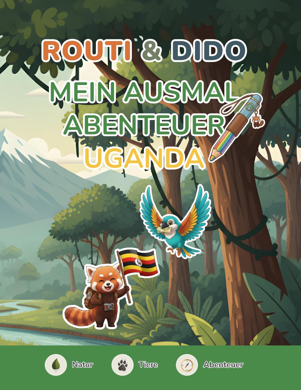ROUTI & DIDO – Mein Ausmal-Abenteuer Uganda: Malbuch für Kinder mit Gorillas, Elefanten & Tieren Afrikas | Kinder-Ausmalbuch ab 4 Jahren · Tiere ... Bildschirm (ROUTI & DIDO Entdeckerbücher)