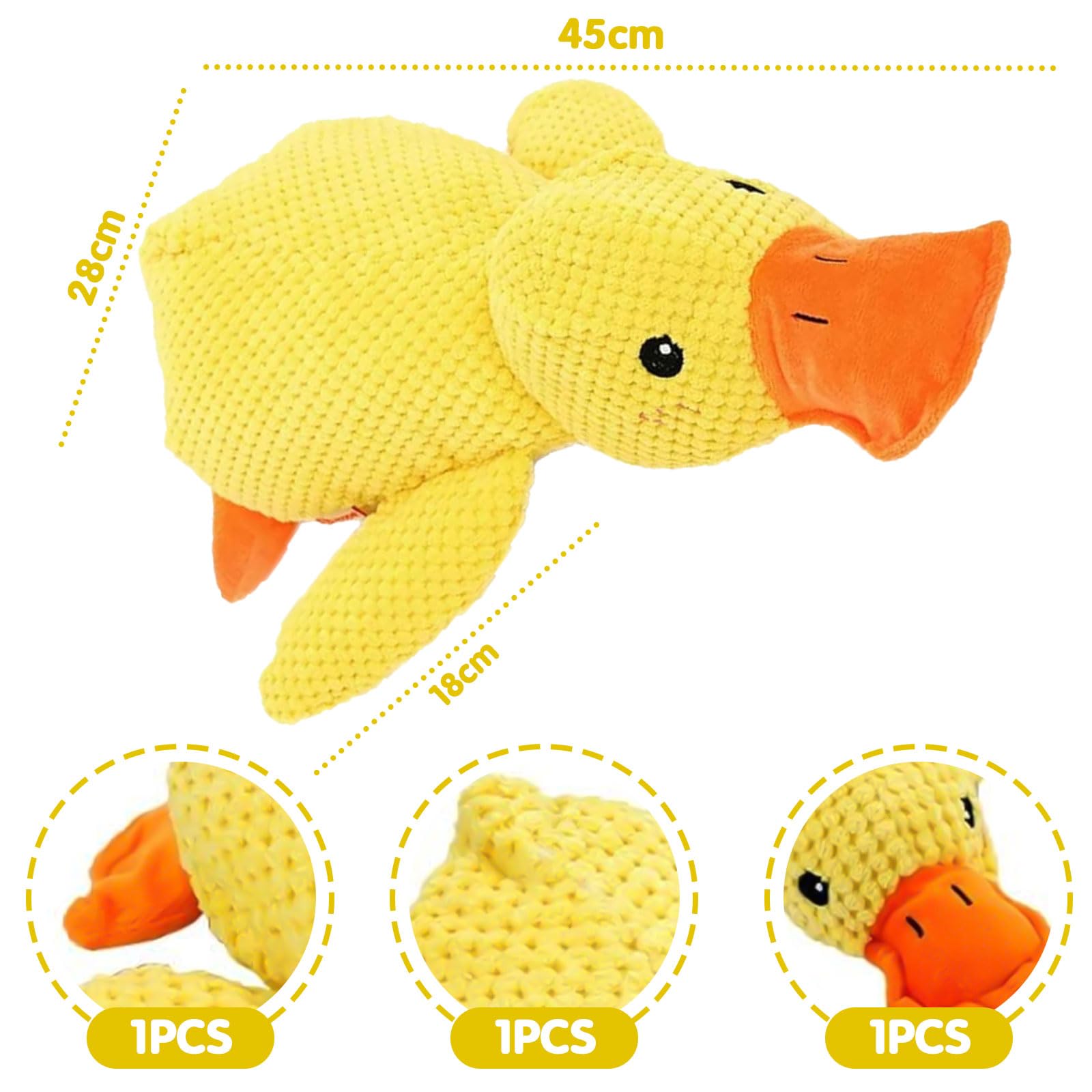 Jouet Canard Anti-Stress pour Chien, Jouet Sonore en Peluche, Calmant et Interactif pour Chiens Petits et Moyens