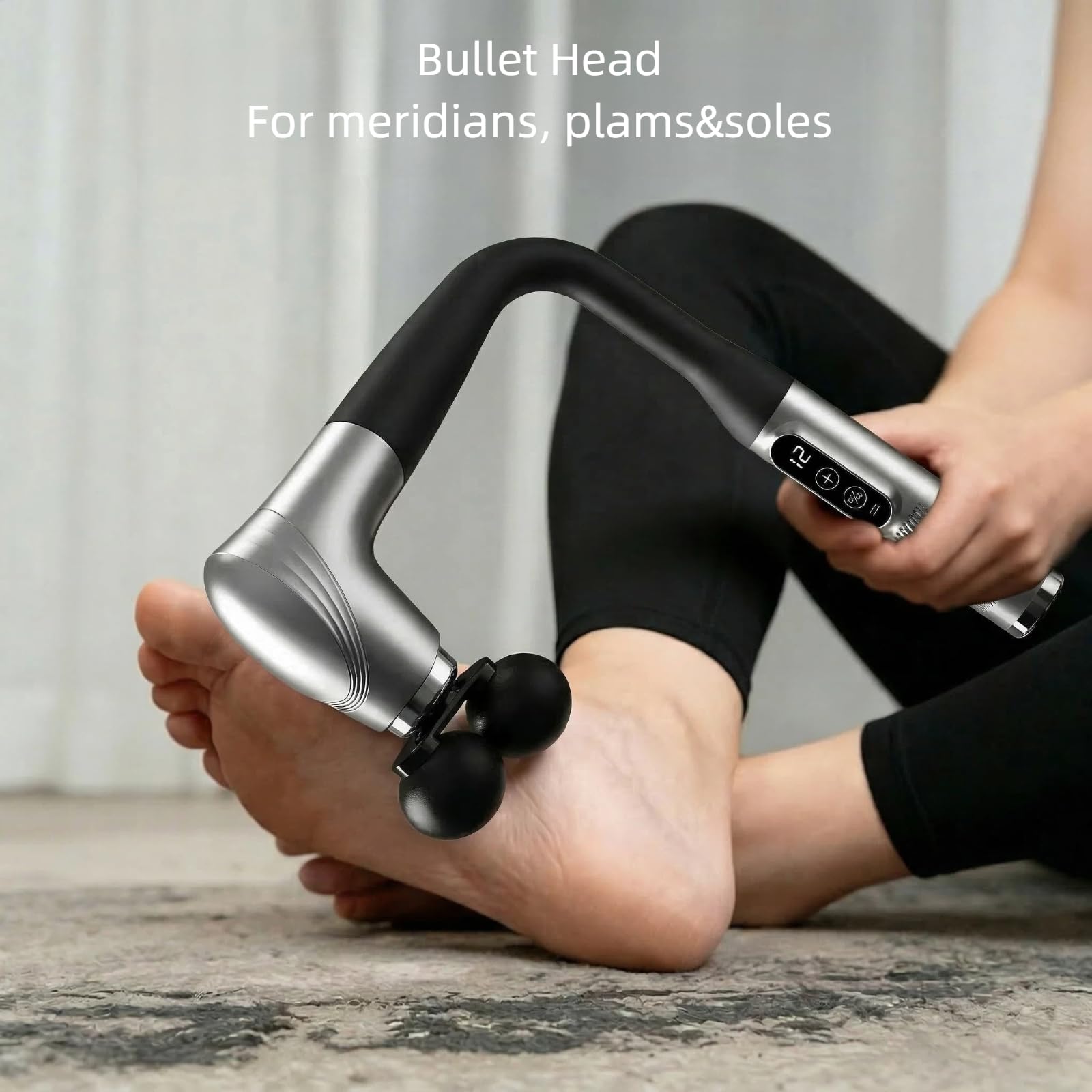 Massagepistole mit langem Griff für Rücken und Schultern, elektrisches Hand-Percussion-Massagegerät mit abnehmbarem Griff und tragbarer Tasche