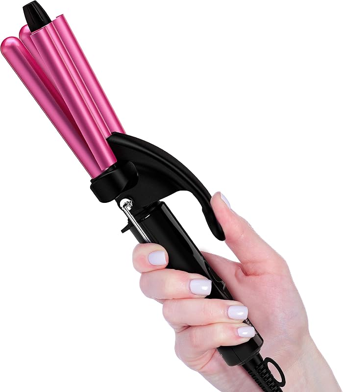 Mini Waver Curling Iron, 1/2 Inch, Hair Crimper for Women Beach Waves, Keratin & Argan Oil Infused, Dual Voltage, Pouch Bag | Travel size 10", 0.5lb w/ pouch. 392°F ideal for most hair. Keratin, argan oil & tourmaline infused 3 barrels for shiny waves