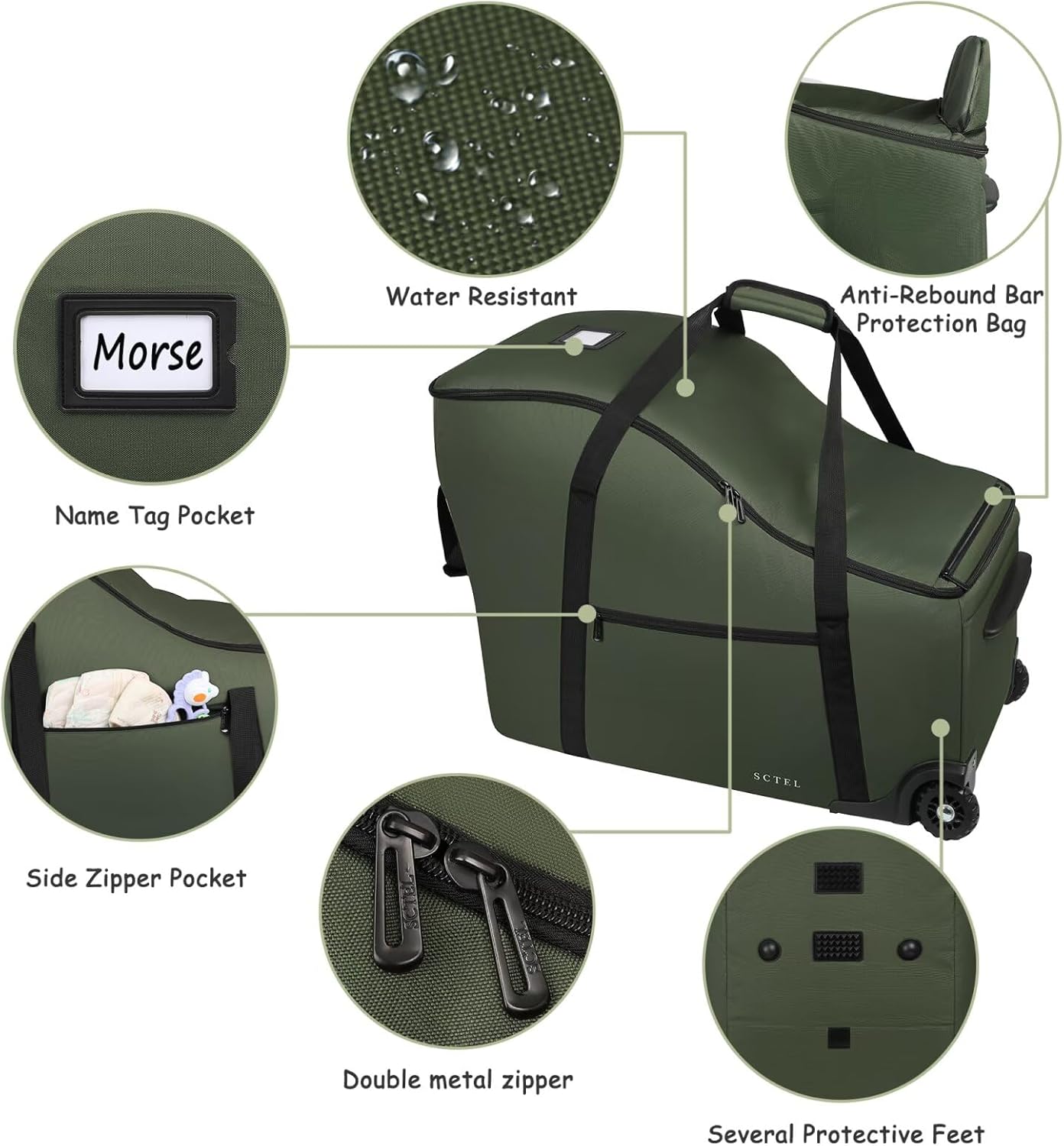 Infant Car Seat Travel Bag for Airplane Compatible with Doona Car Seat Stroller and Base, Fit All Nuna Pipa Car Seat and Base, Padded Carseat Travel Bag, Airport Gate Check Bag