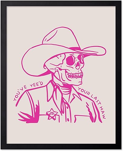 Miniatura 70 de Poster Master Póster con texto en inglés "You've Yeed Your Last Haw", estampado retro de vaquero rosa, arte occidental, arte moderno, arte del