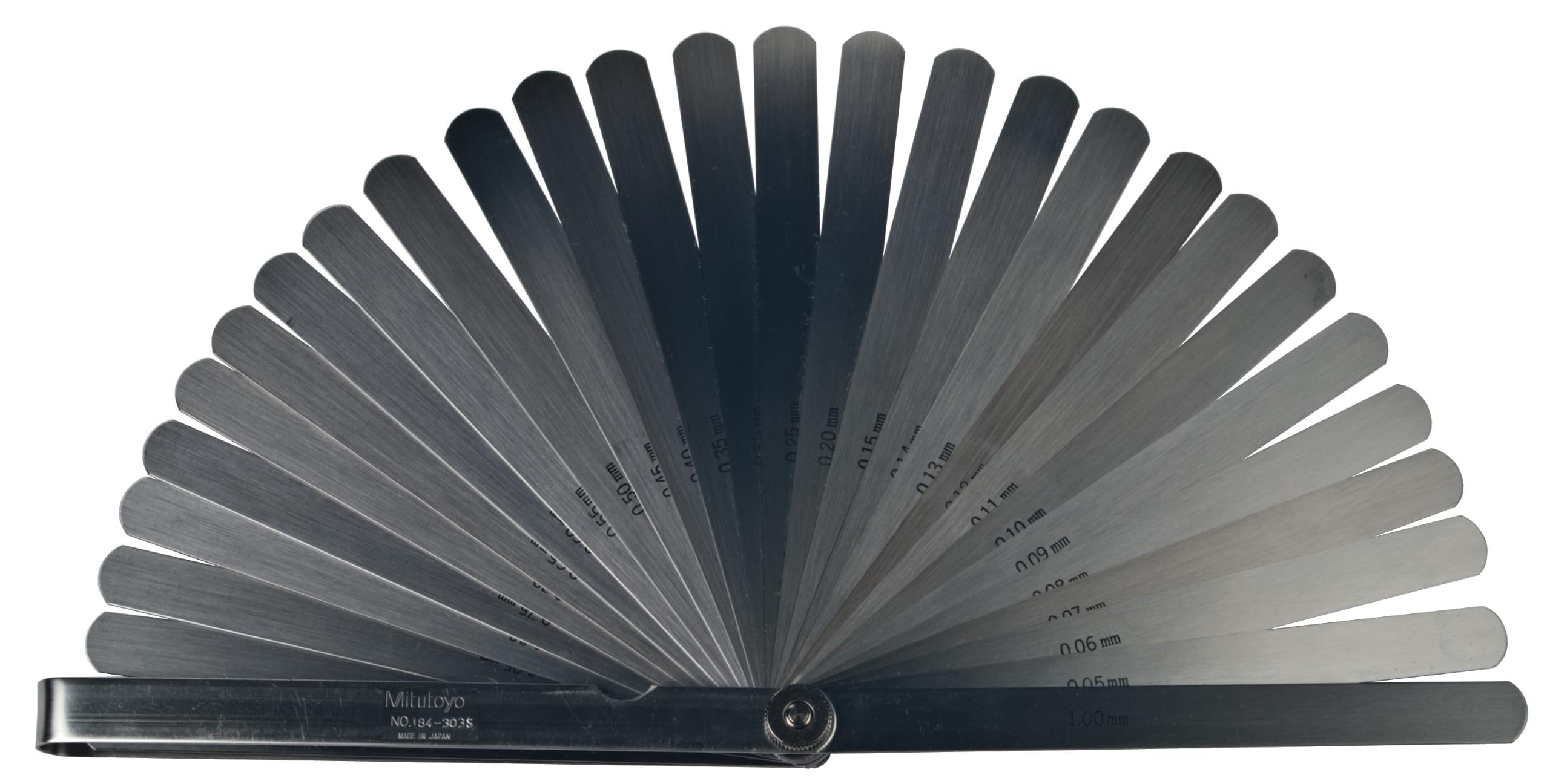 Mitutoyo 184-303s thickness gage/feeler gage, 0.05mm to 1mm, 28 leaves, straight, 150mm long leaves-image-47