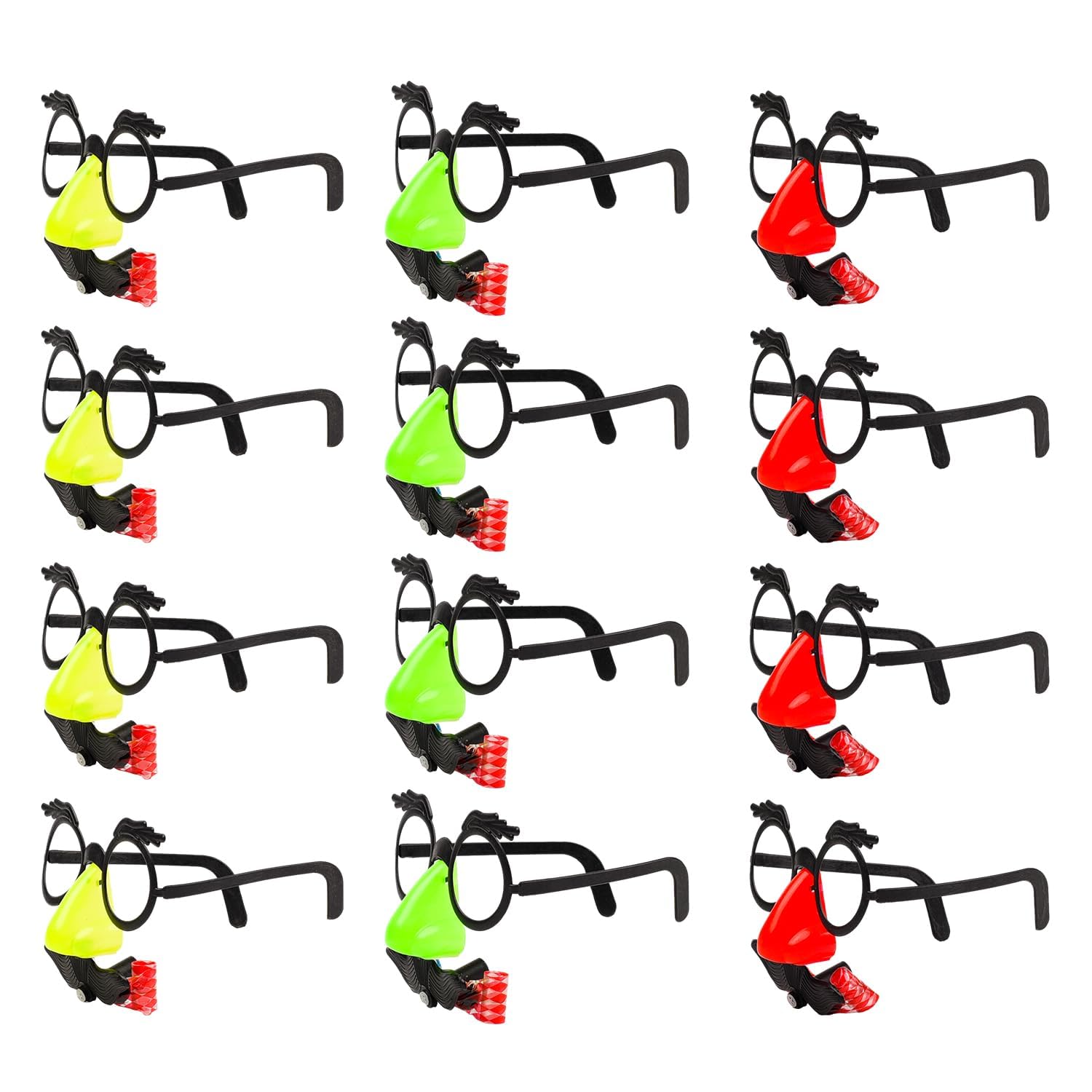 TERRIFI12 Pcs Funny Props Nose Mustache Glasses, with Big Nose Eyebrows and Mustache, Disguise Glasses, Suitable for Parties, Funny Photos, Random Colors