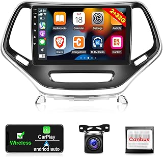 [2G+32G] Android 11 Car Radio for Jeep Cherokee 2013-2018, 10.1 inch Touch Screen Car Stereo, Apple Carplay/Android Auto/Hi-Fi Audio/1080P/SWC/Bluetooth + AHD Backup Camera + MIC