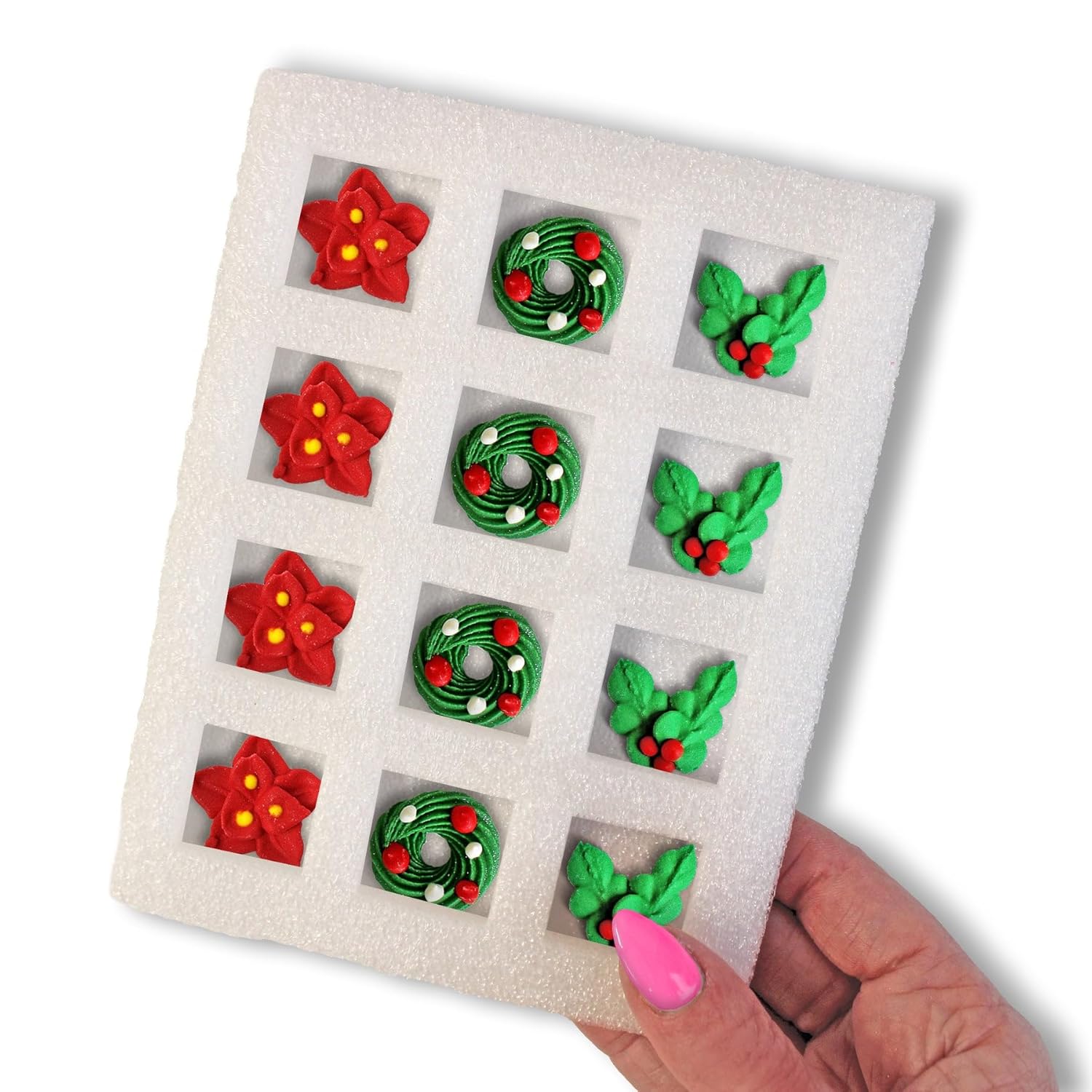Sprinkle Pop Holiday Trimmings Royal Icing Decorations| 36 Edible Hand-piped Royal Icing Printed Toppers Made in USA for Decorating Christmas Donuts Cake Cupcake Cookie Muffins, 0.75 Inches