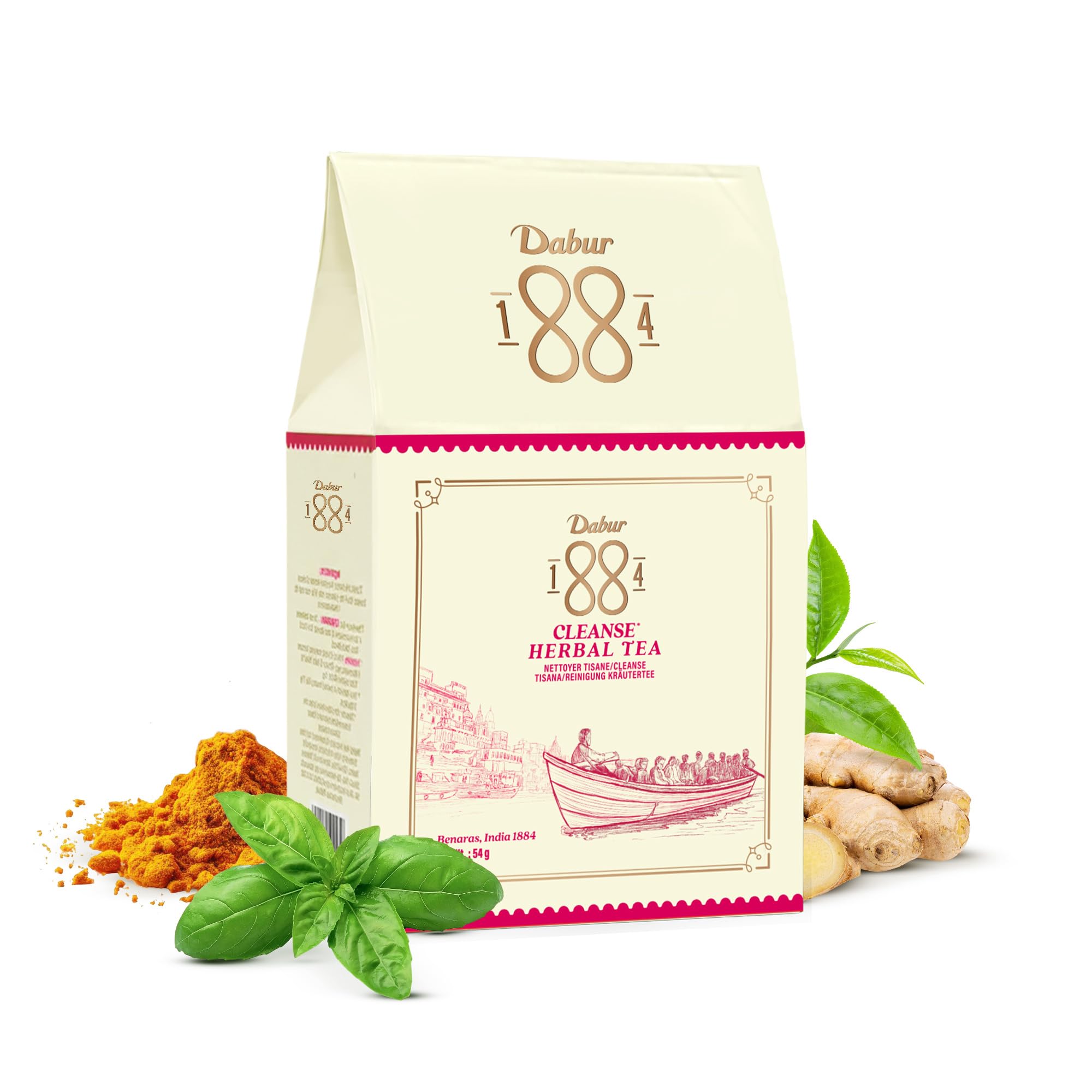 Dabur 1884 Cleanse Herbal Tea | 20 Biodegradable Tea Bags (54g) | 100% Natural Ingredients | Detoxification, Stress Relief