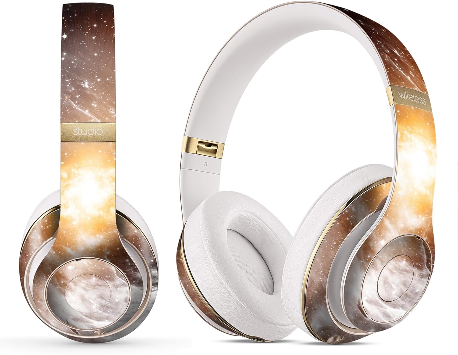 DesignSkinz - Compatible with Beats Studio 2/3 Wireless - Skin Decal Protective Scratch Resistant Vinyl Wrap - Golden Inked Marble Swirl