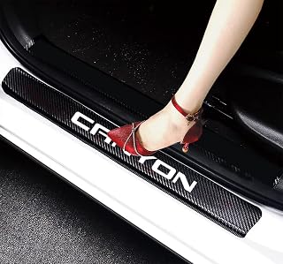 Replacement for 4pcs Canyon Car Door Sill Protector Stickers, Car Door Edge Guards Protectors, Carbon Fiber Leather Front Rear Door Sill Scuff Plate Guard Car Door Protector Decorative Sticker