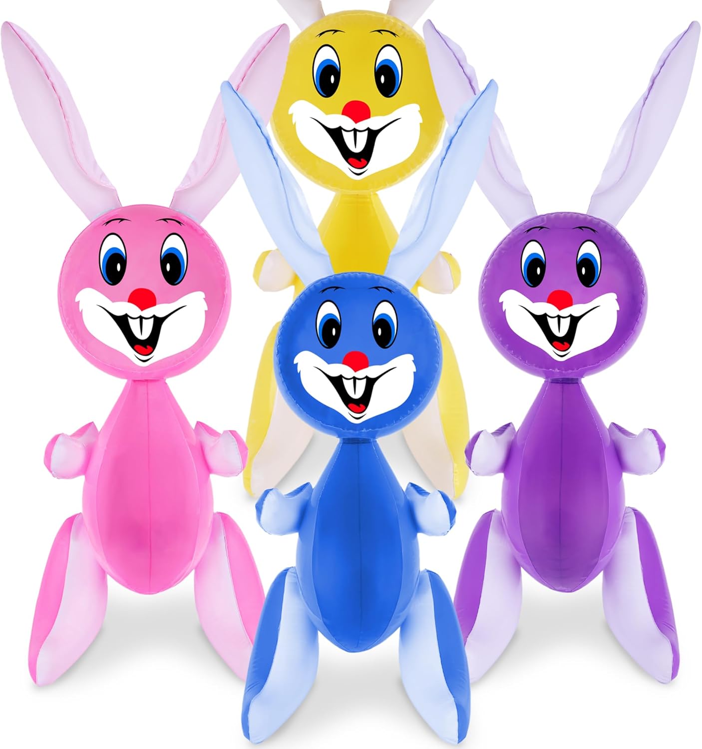 ArtCreativity 36" Inflatable Easter Bunny, Set of 4. Blow Up Easter Bunny for Indoor and Outdoor Party Decorations, Bunny Themed Birthday Party Favors, 4 Assorted Colors