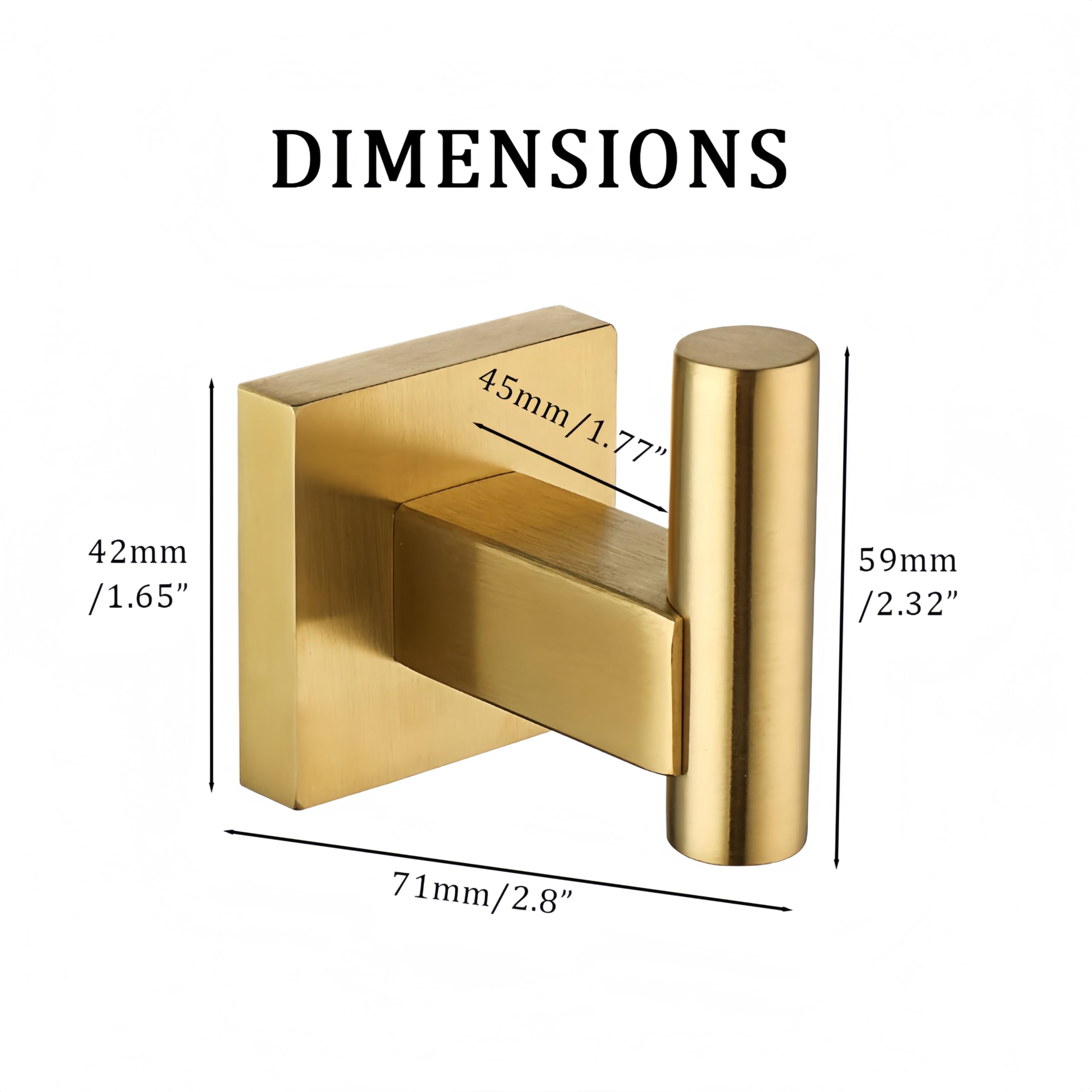 SEIDO Handtuchhaken für Badezimmer, SUS 304 Edelstahl, Wandmontage, robuste Badezimmer-Haken für Handtücher und Mäntel, eleganter Bademantel-Badetuchhalter mit quadratischer Basis, 4 Stück