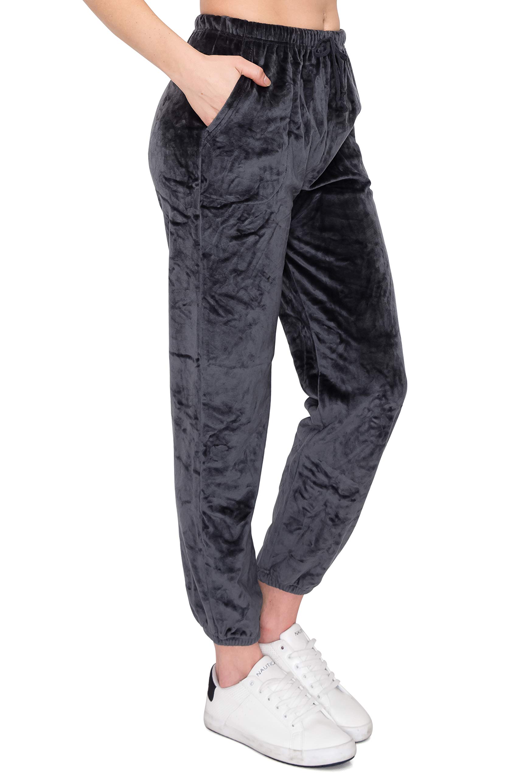 ALWAYS Pantalones de felpa mullidos para mujer, súper suaves, cálidos, cálidos, de invierno, para dormir, para dormir - gris - Small