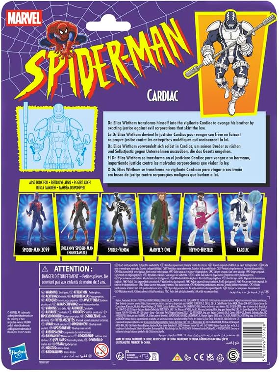 Marvel Legends Series Cardiac, Retro Cardback Spider-Man Comics Collectible 6-Inch Scale Action Figure