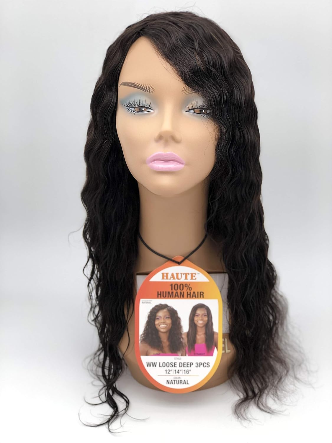 HAUTE 100% NATURAL VIRGIN HUMAN HAIR WET & WAVY BUNDLE HAIR NATURAL (12" 14" 16", LOOSE DEEP)