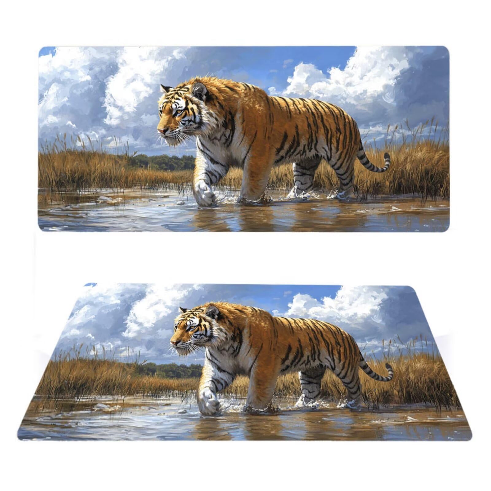 Podkładka pod mysz tygrysa, podkładka pod mysz do gier XXL 1200 x 600 x 5 mm, podkładka na biurko dla graczy, bardzo duża bezszwowa mata na stół dla graczy, antypoślizgowa podstawa, wodoodporna