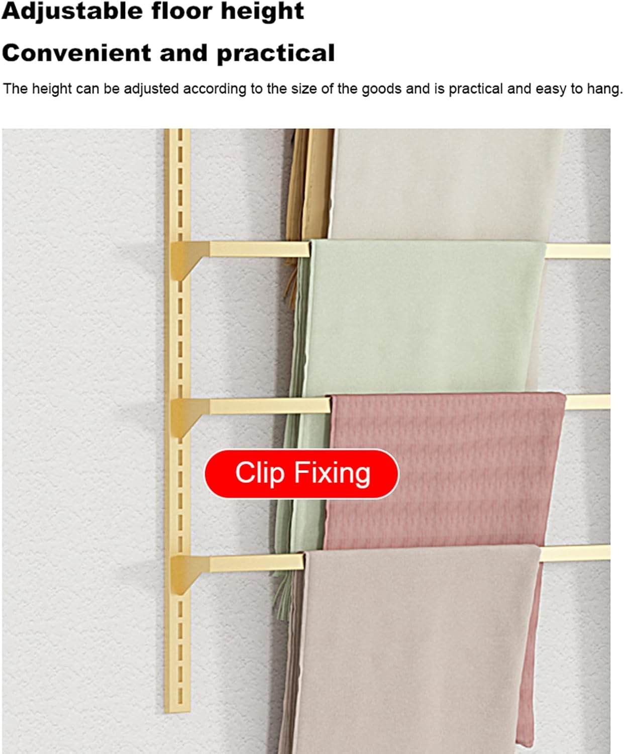 7 Tier Retail Display Tie & Scarf Rack, Towel & Belt & Ribbon Organizer Rack Hanging Bar, Wall Mount Tie Rack Scarves Rack for Home Clothing Retail Store